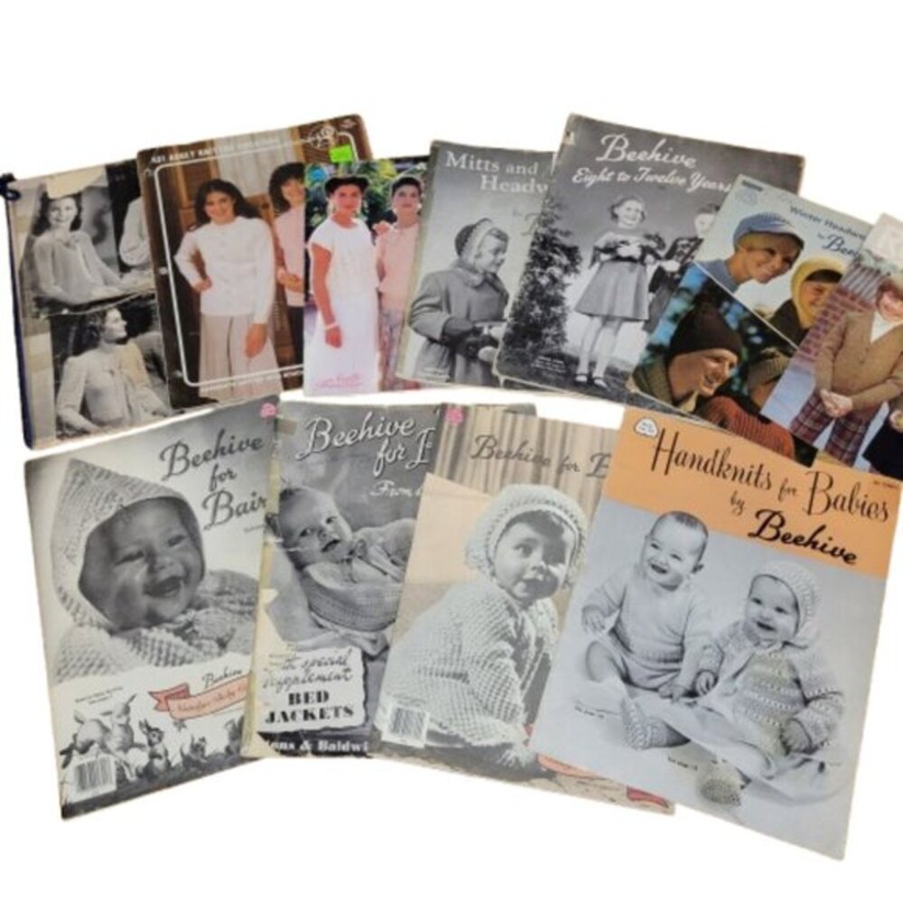 CLEARANCE Vintage Knitting Pattern Lot.  Womens Childrens Baby Hats etc.